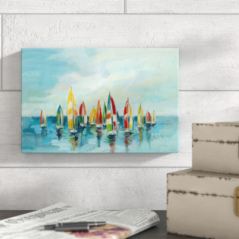 Regatta by Silvia Vassileva - Painting, 20cm H x 30cm W, Wrapped Canvas