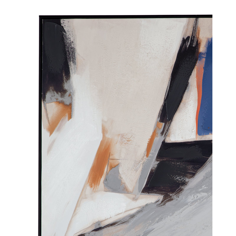Denisa I Modern Abstract Canvas Wall Art with Warm Tones & Black Frame