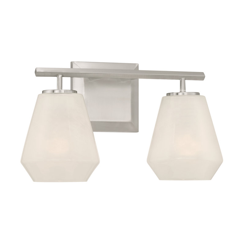 Meuble-lavabo 2 lumières 14,25 po Siena, H 8,25 po x l 14,25 po x P 6,75 po, Nickel, Deux lumières
