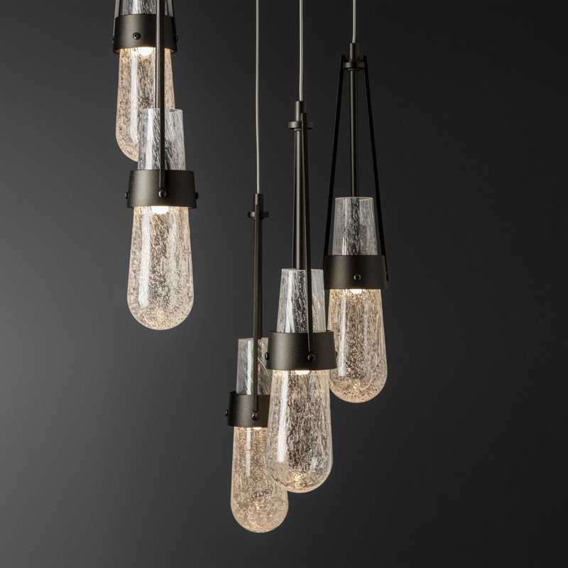 Link 5 - Light Pendant, Long: 19" to 130", Clear Bubble Glass, Oil Rubbed Bronze