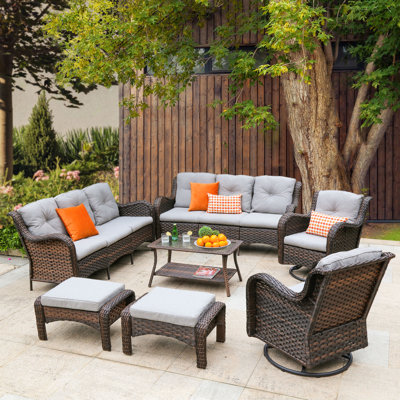 Lonaconing Premium All-Weather Wicker 10 - Person Patio Conversation Set with Cushions