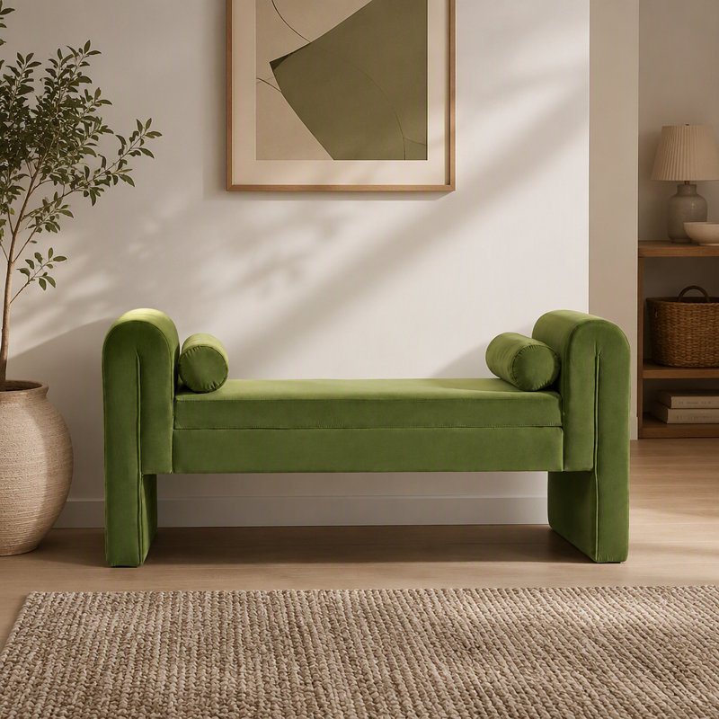 Banc de rangement moderne vert de 152 cm (60 pouces) en bois extra long pour deux personnes avec rangement dissimulé, idéal pour une chambre, un salon, une salle de jeux, une entrée ou un vestiaire.
