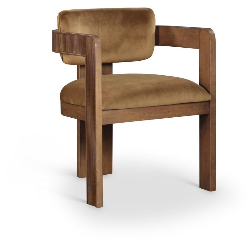 Sacha Frink Upholstered Dining Arm Chair, Brown Walnut, Saddle Velvet