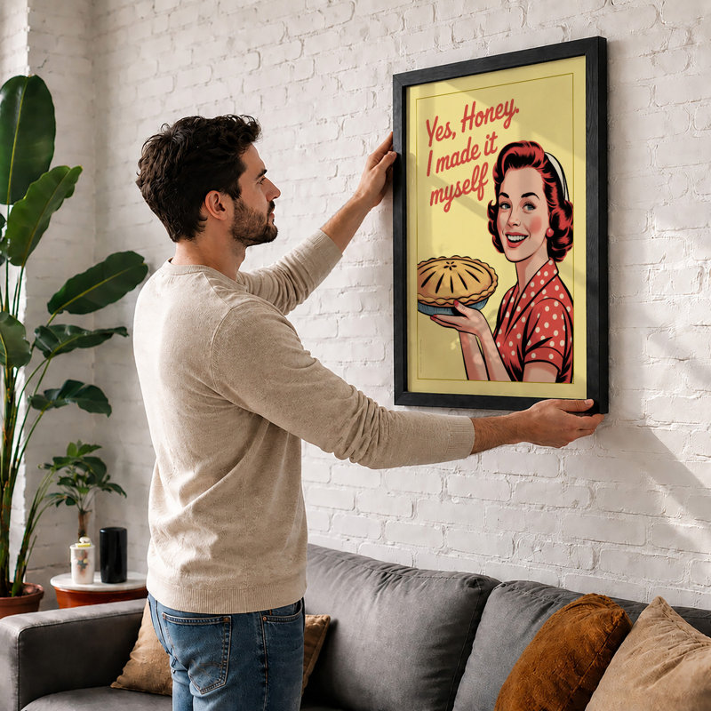 Made It Myself Retro - Framed Print, A1 - 84.1 x 59.4 cm, Oak