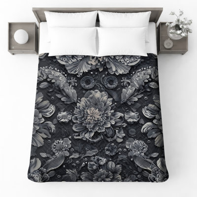 Couvre-lit matelassé à motif floral monochrome toutes tailles