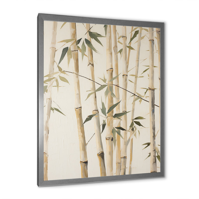 Beige minimalisme bambou sérénité III - impressions d'art mural en bambou_106626, H 32 po x l 24 po x P 1 po