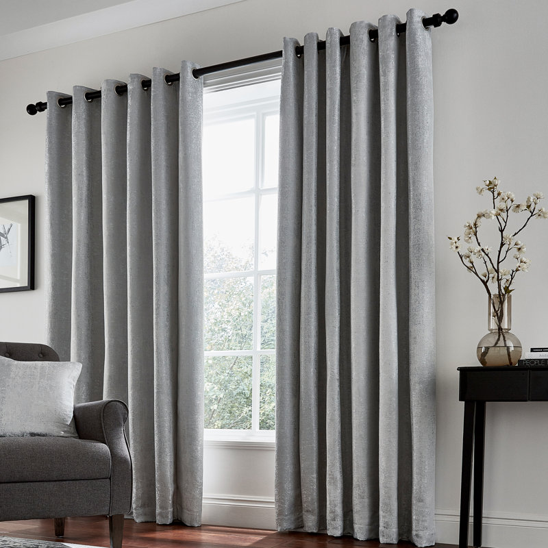 Roma Eyelet Room Darkening Curtains, Silver, 167cm Width x 228cm Drop