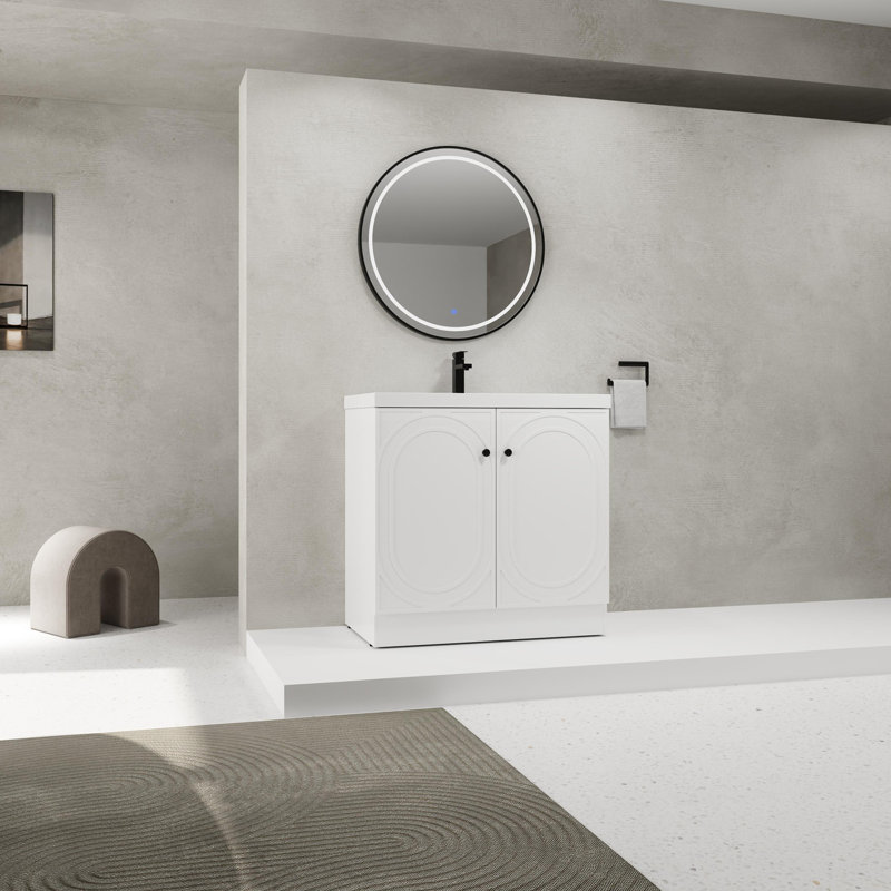 Meuble-lavabo autoportant avec lavabo en résine