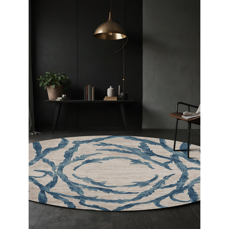 Machine Washable Beige Area Rug, Round 3'