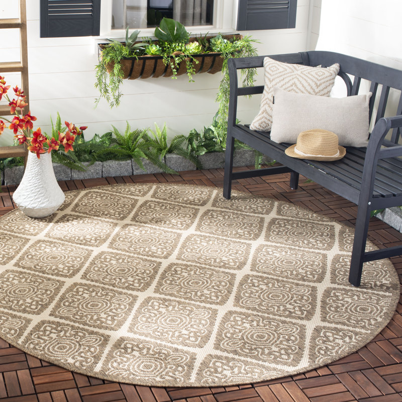 Kirschner Geometric Hand Woven Indoor / Outdoor Area Rug, Round 201 cm