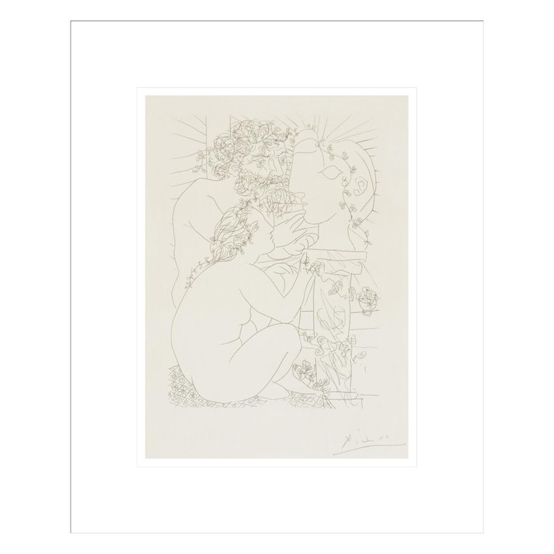 «Sculptor and Model plate 39» de la Suite Vollard par Pablo Picasso, impression giclée encadrée, H 16,75 po x l 13,73 po