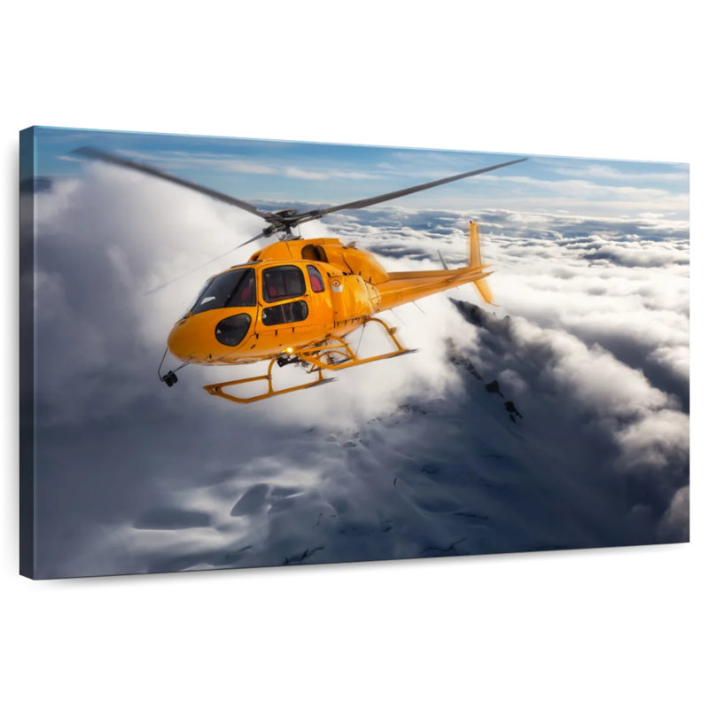Mehar Rescue Helicopter Over Mountain, 16" H x 24" W