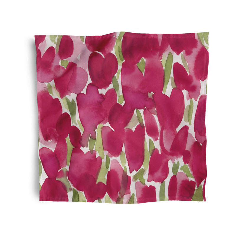 Lonston Polyester Floral Square Napkin, Pink