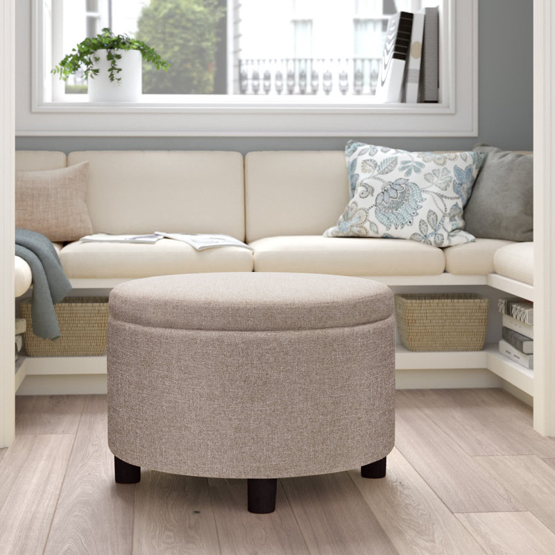 Repose-pieds rond de 24 po avec rangement, Polyester brun clair