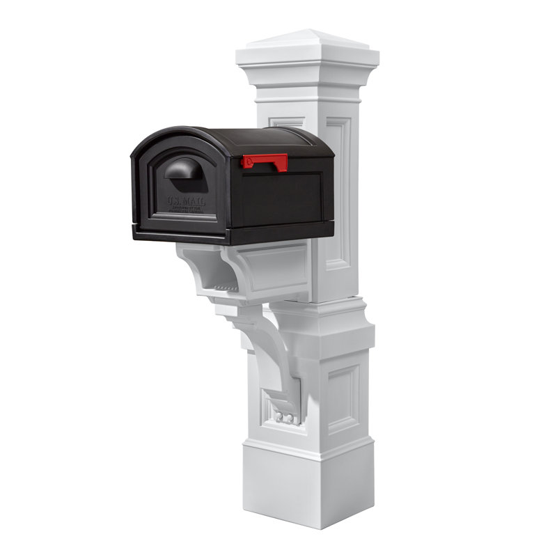 Atherton Grand Extra Large Black and White Post Mounted Mailbox