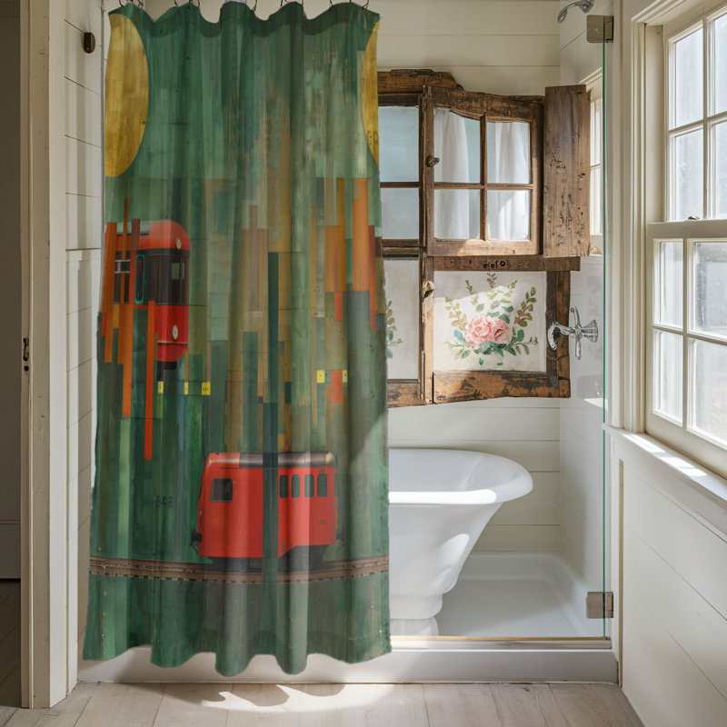 Rideau de douche Jazzy Train - Premium, H 74 po x l 71 po