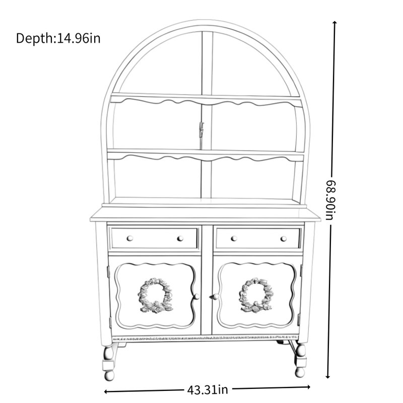 Vitrine de style crème de luxe French Light, Ivoire blanc