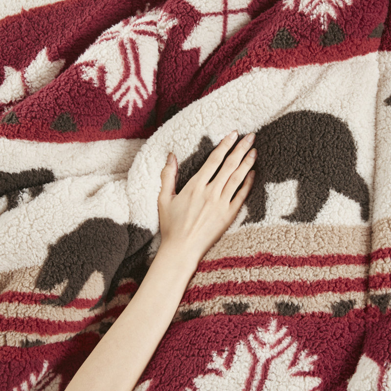 Woolrich Tunbridge Print Sherpa Comforter Set, King/Cal King Comforter + 2  King Shams