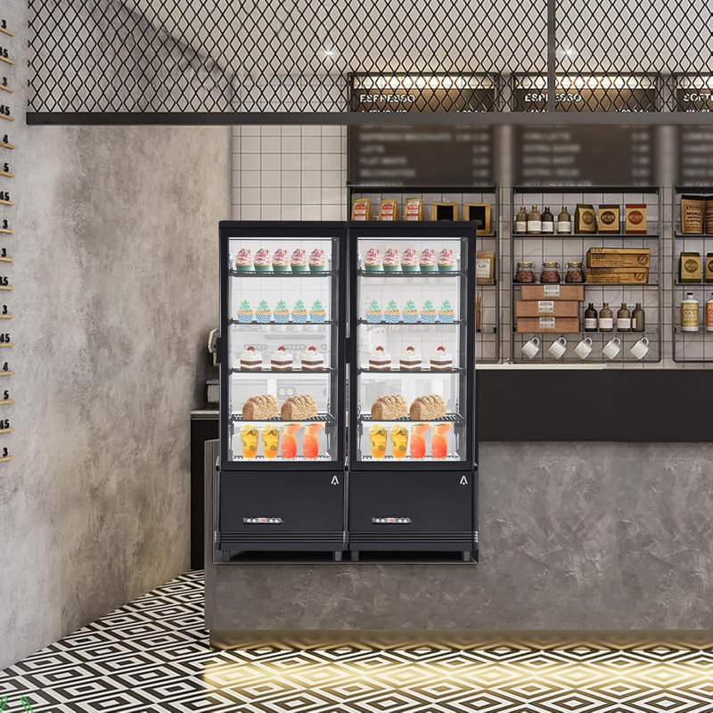 3.4 Cu Ft Commercial Cake Display Fridge, LED Pastry Case for Bakery Restaurant, Black