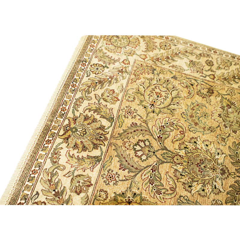 Hand Knotted Wool Area Rug in Gold