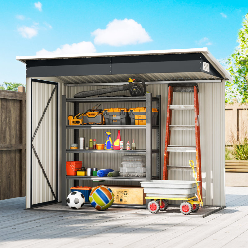 Outsunny 7.5 x 4.3ft Metal Garden Storage Shed Waterproof Vents, Dark Grey