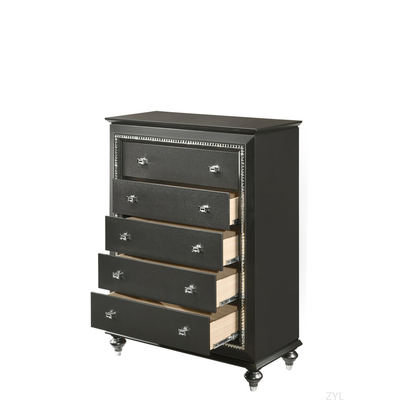 Commode à finition gris métallique, Gris argenté
