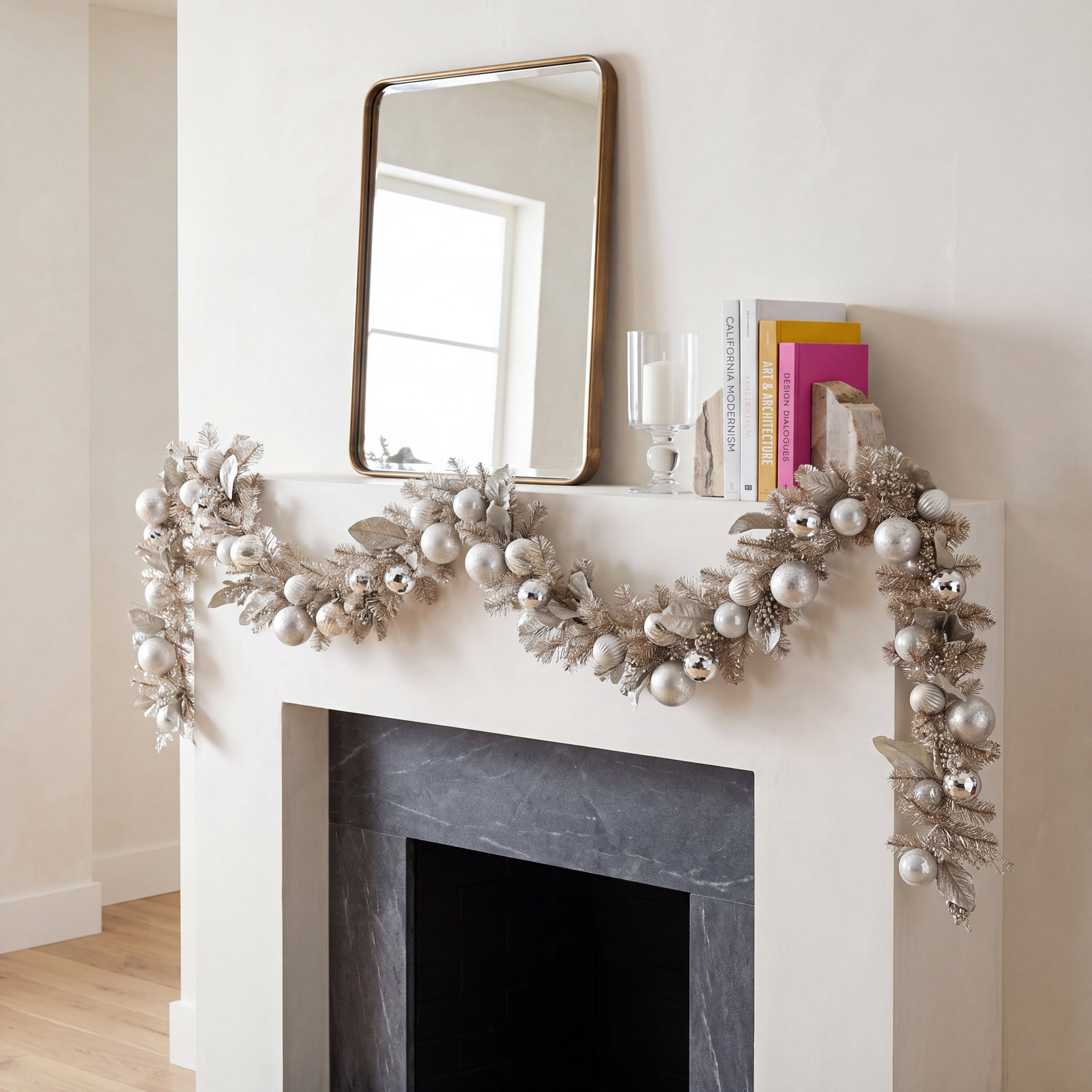 108" Pre-Lit Silver Christmas Garland