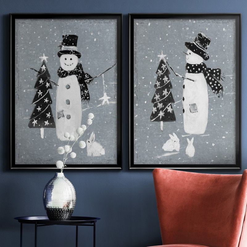 «Snowman Galvanized I», ensemble de 2 reproductions, Pas de tapis, H 31,5 po x l 47 po x P 1,5 po