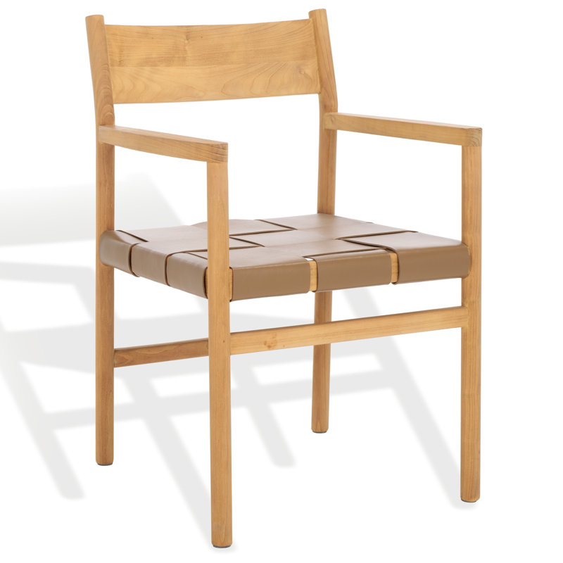 Demartini Woven Leather Dining Chair, Brown, Natural