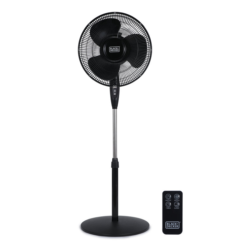 BFP Series BLACK+DECKER Adjustable Oscillating Fan, 3 Speed Settings with LED Control Panel, Fan with Pedestal, Black
