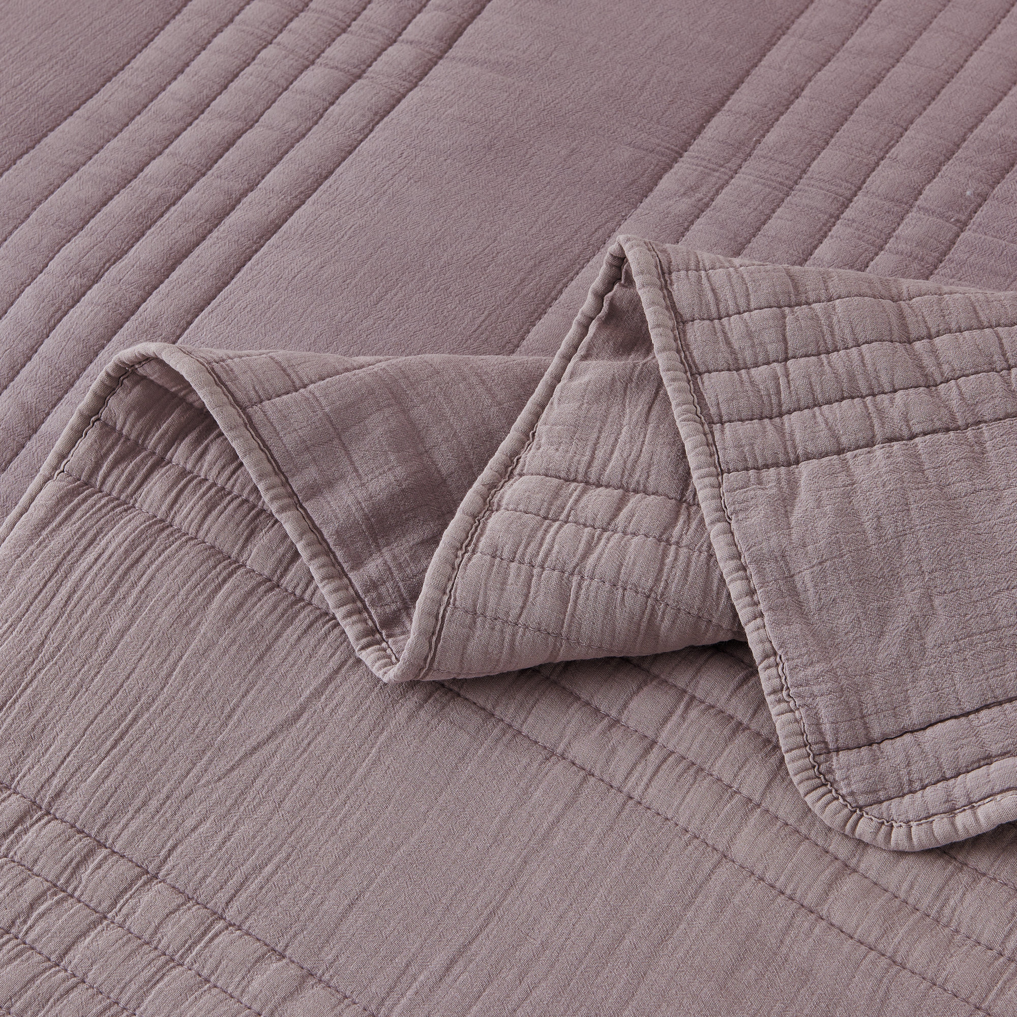 Cotton Quilt Set, King Quilt + 2 King Shams, Eggplant