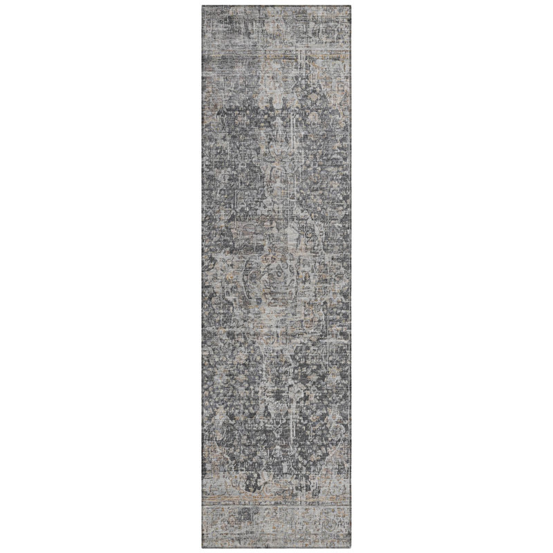 Scarlune Gray Washable Indoor-Outdoor Rug - LOOMLAN, 2'3" x 7'6"