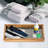 Wood & Black Mosaic Vanity Tray, 13”