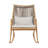 Outdoor Rocking Chair – Sturdy Iron Frame in Maple Finish, Gray PE Rattan Backrest & Light Gray Cushion