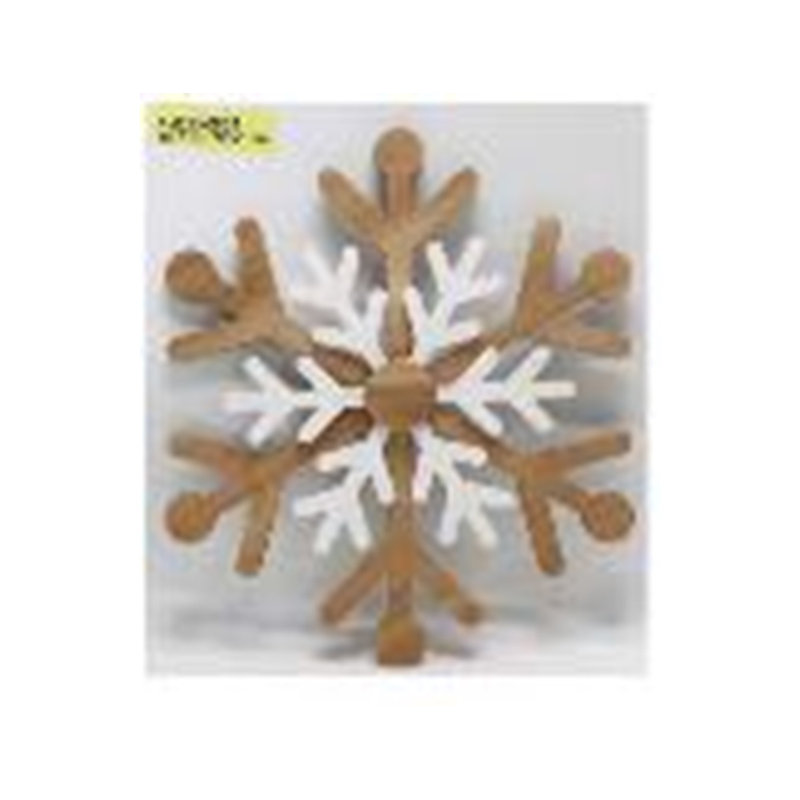 Natural Wooden Snowflake Christmas Wall Decoration - 17.75 - Beige And White