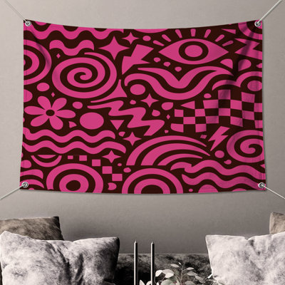 Tapisserie murale formes abstraites roses