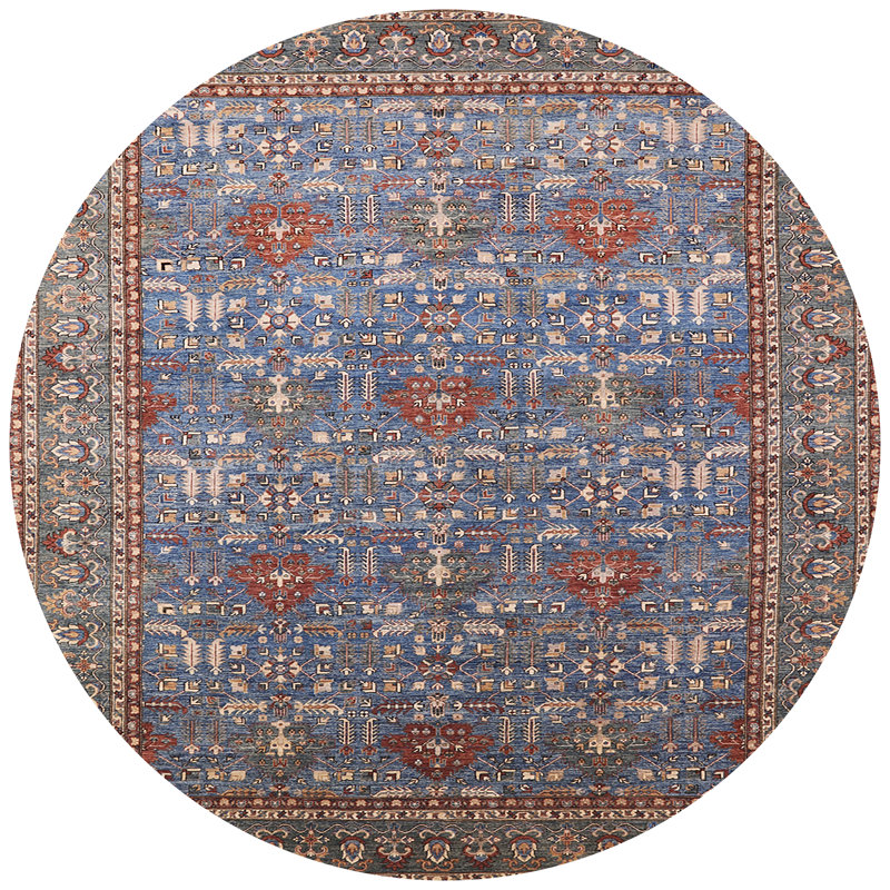 Tapis oriental gris / rouge / bleu, Rond 6 pi