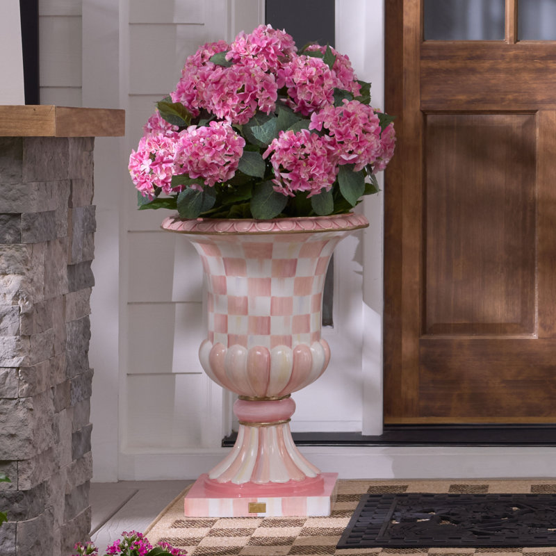 Rosy Check Pedestal Urn, 27" H x 19" W x 19" D