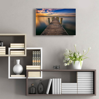 «Sunrise on the Dock by the Peconic River» par Rick Berk, art mural en verre acrylique