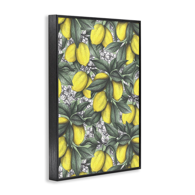 «Under The Lemon Tree», estampe numérique, design par Cecilia Battaini, H 30 po x l 20 po, Giclée encadrée noir minuit