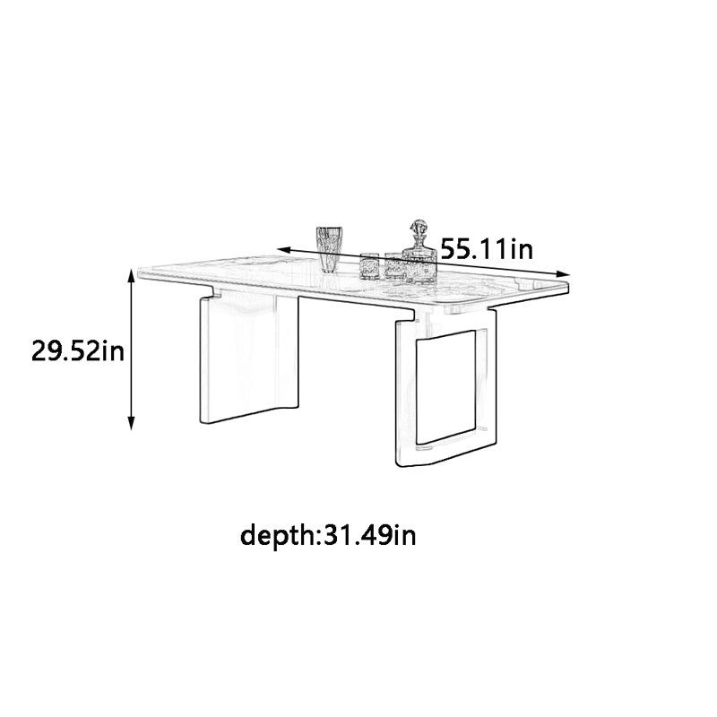 High-end family rectangular dining table, 29.52"H x 55.11"L x 31.49"W