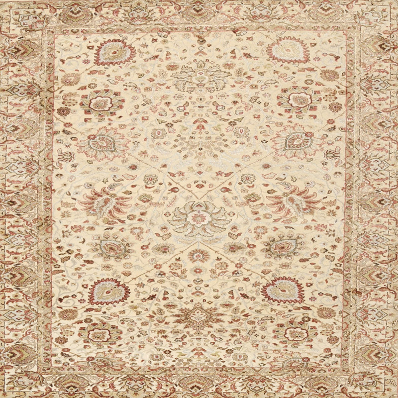 Tapis traditionnel beige clair, Rond 4 pi