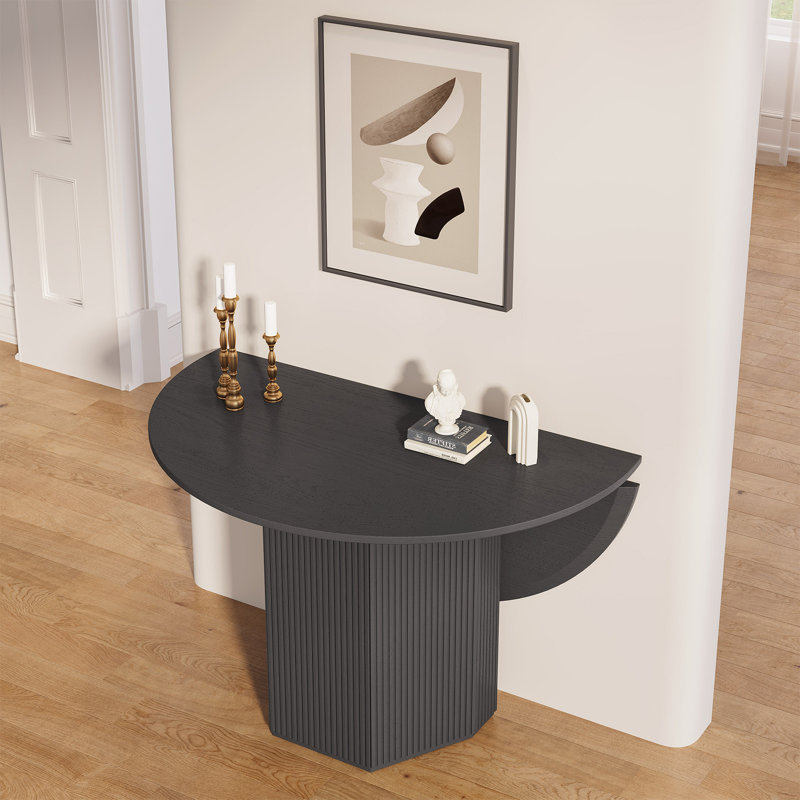 Table de salle à manger ronde extensible avec 2 chaises, gris noir, petit espace, 3 pièces: table, 2 chaises