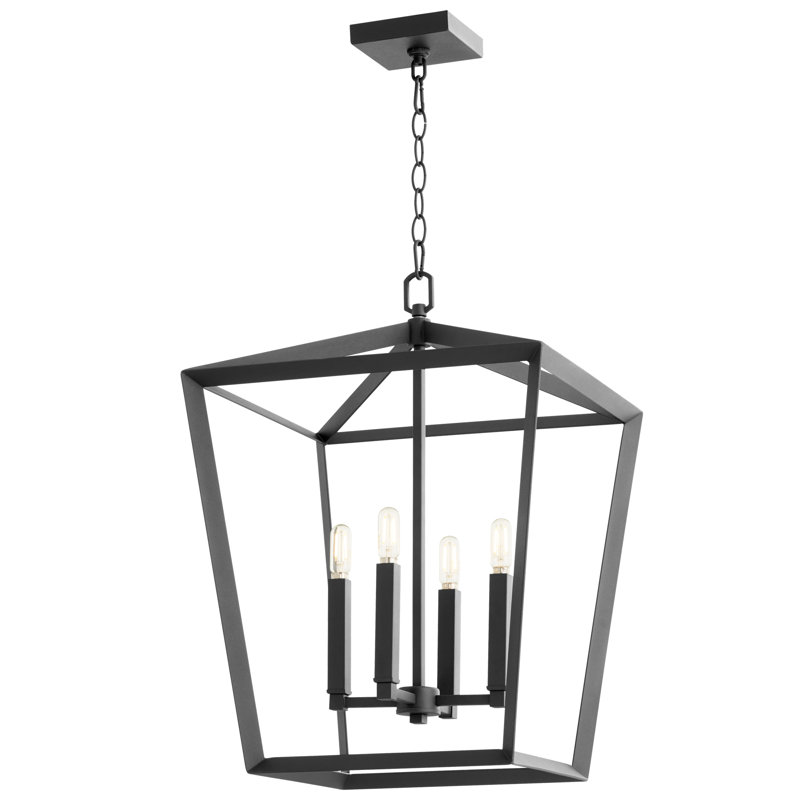 Hyperion 4 - Light Iron Lantern Geometric Chandelier, Noir