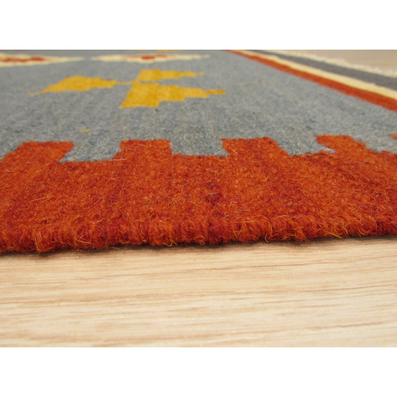 Tapis rectangulaire moderne multicolore en laine douce noué à la main, Rectangle 5 pi x 8 pi
