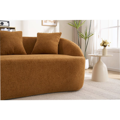 Boneless Curved Modern Boneless Loveseat Sofa With Upgraded Backrest And Chenille Upholstery For Comfortable Seating In Compact Spaces.
