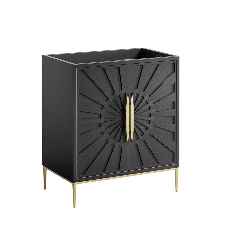 Awaken Black and Gold 30" Modern Bathroom Vanity Cabinet