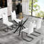 Rectangular Clear Tempered Glass Dining Table,Stylish Design With Metal Legs, Kitchen Table For Dining Room-239399503-239399490
