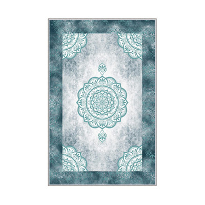 Premium Woven Carpet, 4.6 x 7.2 ft, 100% Polyester, 650 g/m² | Antibacterial, Non-Slip PVC Underside, 0.3 in Pile Height | Machine Washable, 3D Digital Printing | Ideal for Living Room, Bedroom & Office Decor