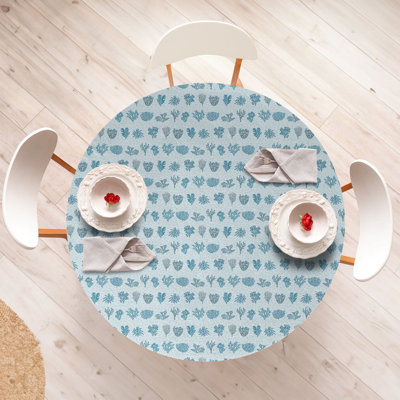 East Urban Home Nautical Fitted Round Tablecloth Pale Blue Sea Blue 113784